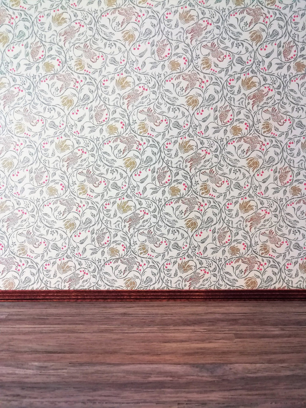 Dollhouse Wallpaper 3 Sheets Birds & Berries 1:12 Scale Victorian Art Nouveau