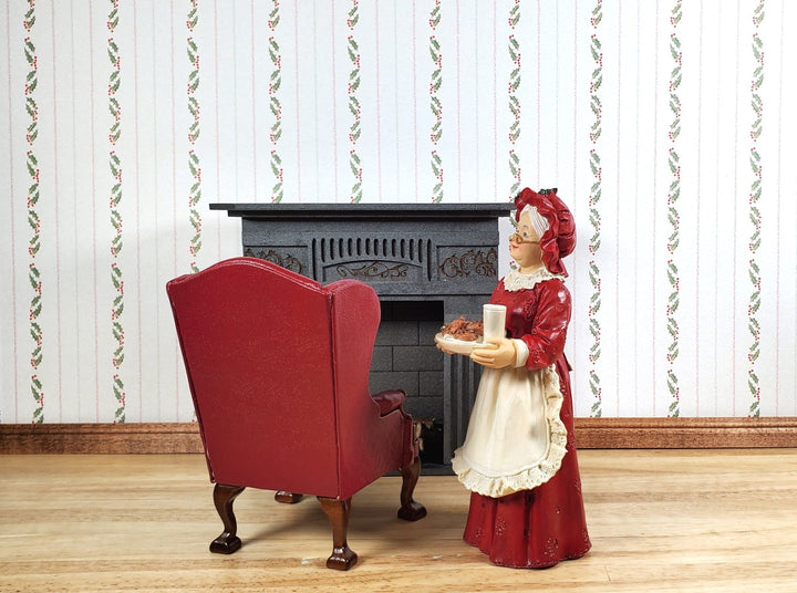 Dollhouse Wallpaper 3 Sheets Christmas Stripes Holly 1:12 Scale Miniature - MiniatureCrush