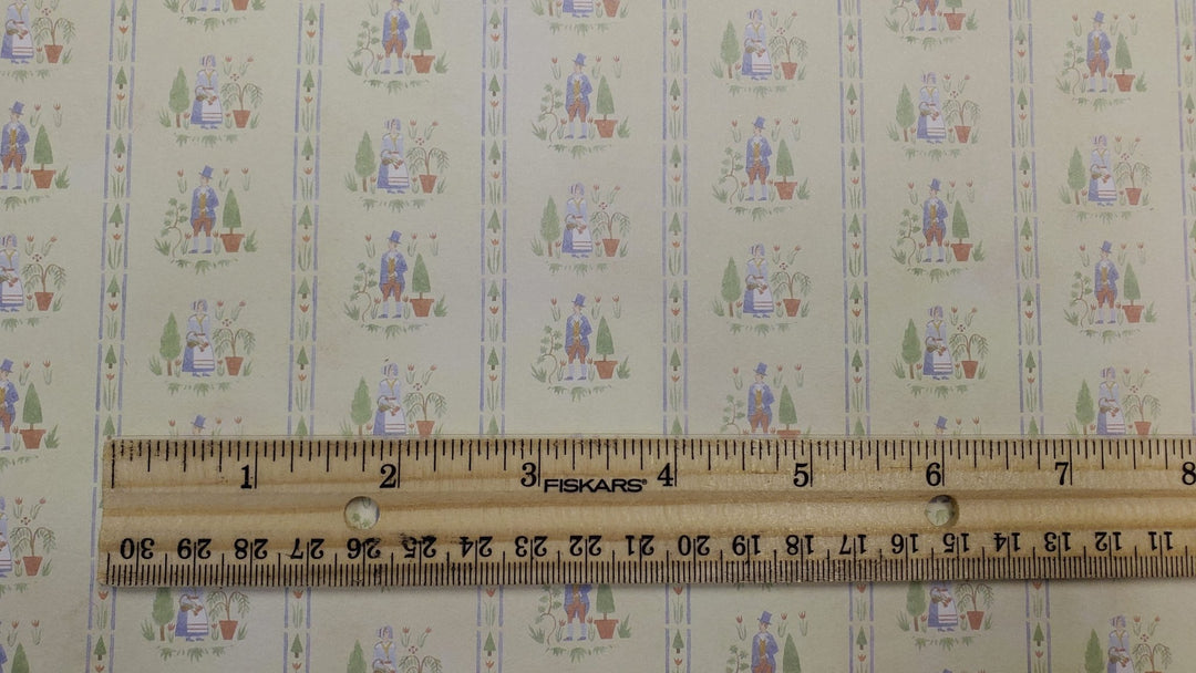 Dollhouse Wallpaper 3 Sheets Colonial Gardens 1:12 Scale Miniature - MiniatureCrush