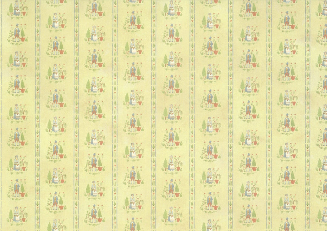 Dollhouse Wallpaper 3 Sheets Colonial Gardens 1:12 Scale Miniature - MiniatureCrush