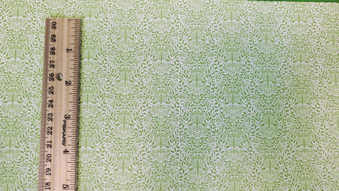 Dollhouse Wallpaper 3 Sheets Green White Leaves Branches "Acorn" 1:12 Scale - MiniatureCrush