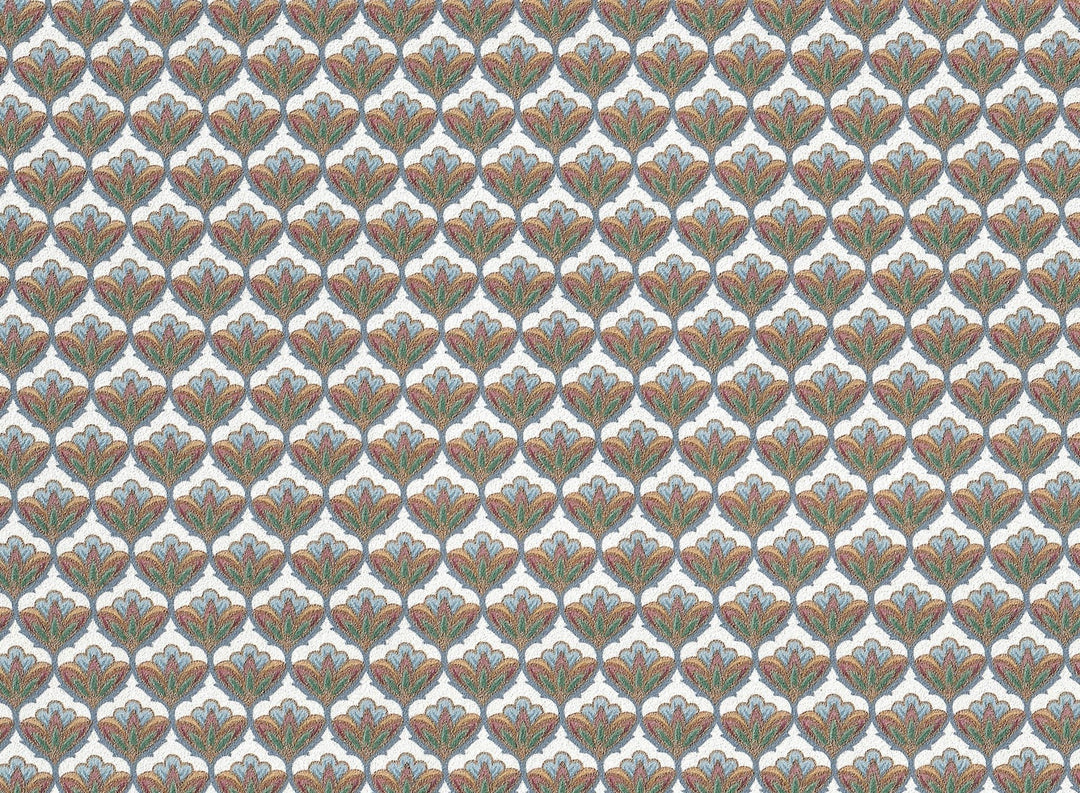 Dollhouse Wallpaper Art Nouveau 3 Sheets White Green Gold 1:12 Scale - MiniatureCrush