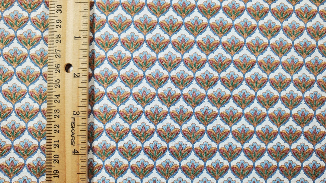 Dollhouse Wallpaper Art Nouveau 3 Sheets White Green Gold 1:12 Scale - MiniatureCrush
