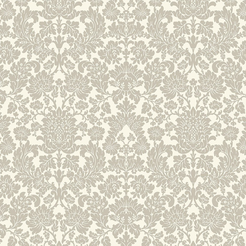 Dollhouse Wallpaper Berkshire Damask Gray Cream Bradbury & Bradbury 1:12 Scale - MiniatureCrush