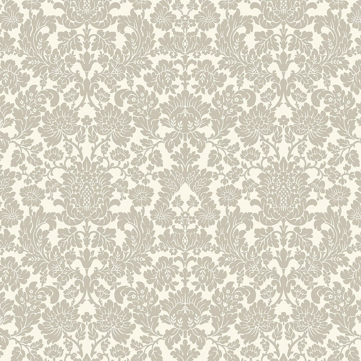 Dollhouse Wallpaper Berkshire Damask Gray Cream Bradbury & Bradbury 1:12 Scale - MiniatureCrush