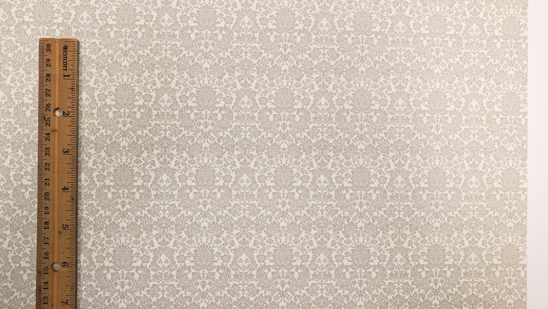 Dollhouse Wallpaper Berkshire Damask Gray Cream Bradbury & Bradbury 1:12 Scale - MiniatureCrush
