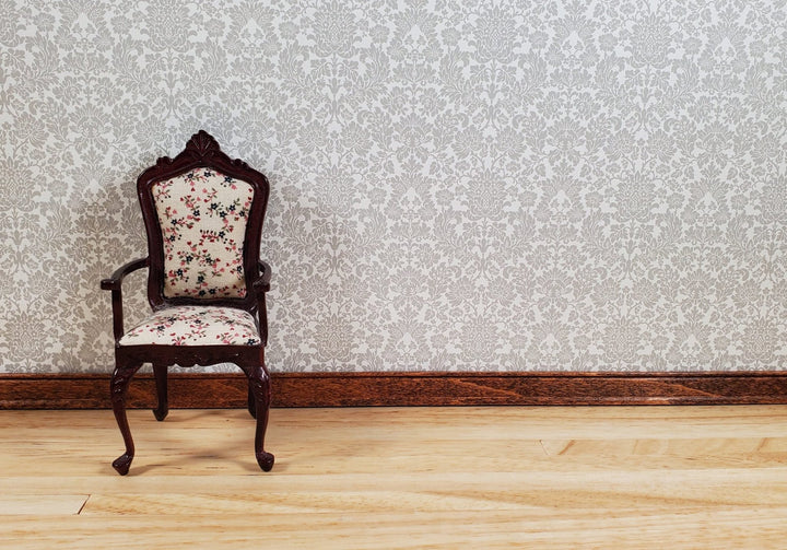 Dollhouse Wallpaper Berkshire Damask Gray Cream Bradbury & Bradbury 1:12 Scale - MiniatureCrush