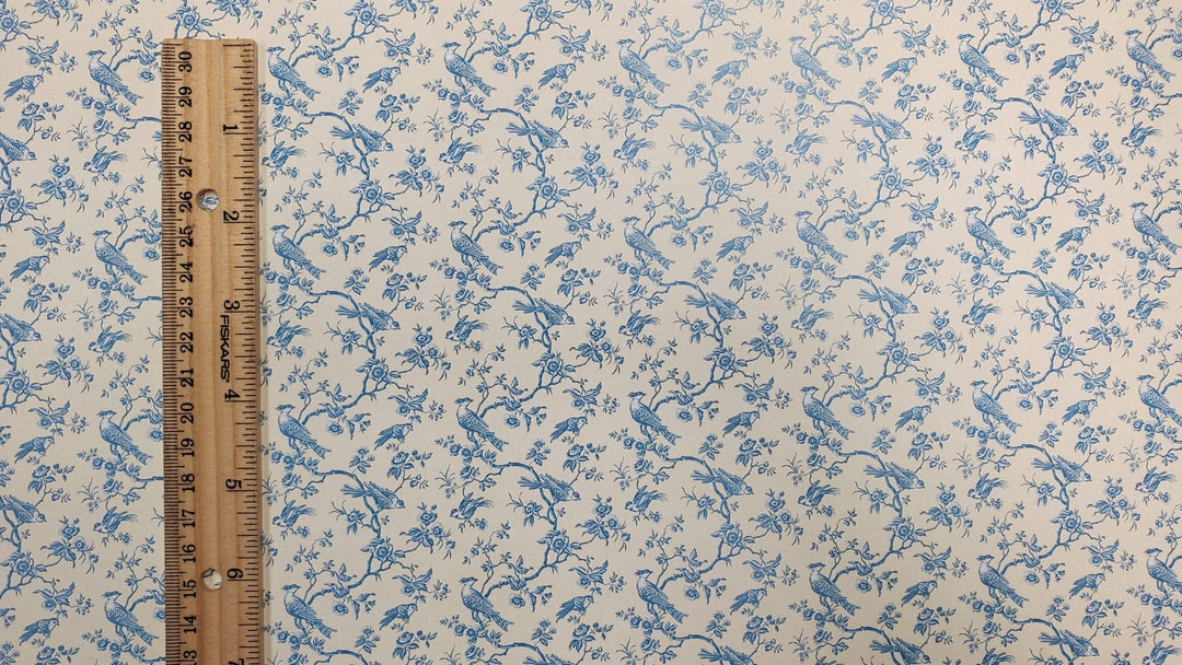 Dollhouse Wallpaper Bird Toile Blue & Cream 1:12 Scale Miniature by Itsy Bitsy - MiniatureCrush