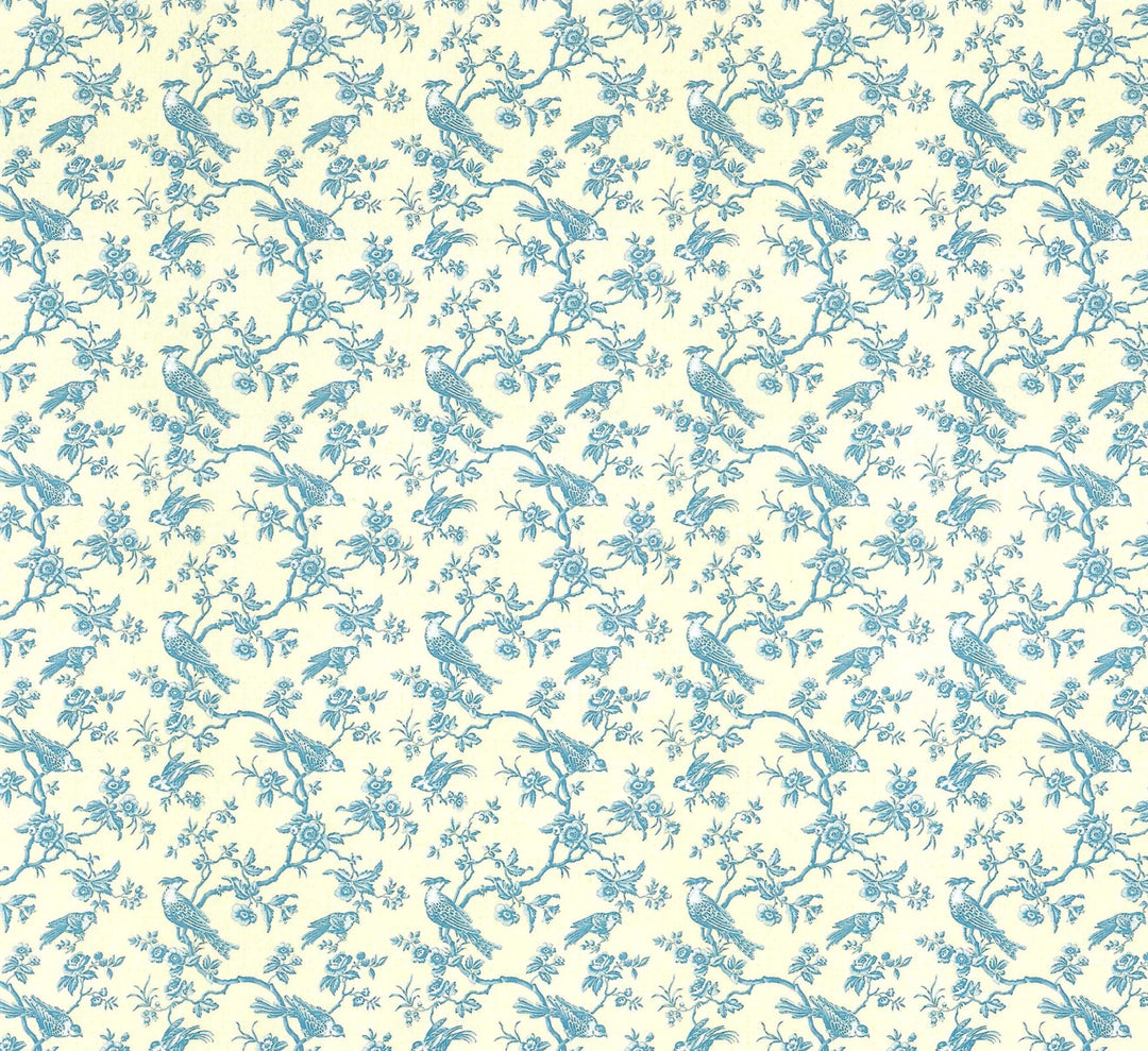 Dollhouse Wallpaper Bird Toile Blue & Cream 1:12 Scale Miniature by Itsy Bitsy - MiniatureCrush