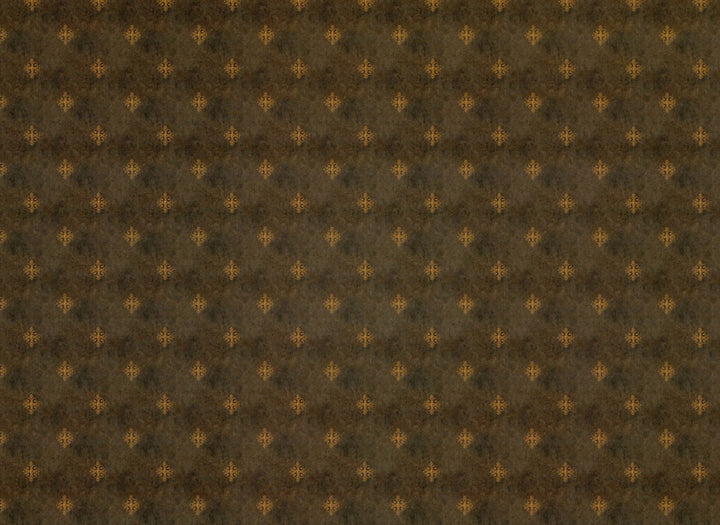 Dollhouse Wallpaper Black/Brown with Gold Medallions - Dark - 1:12 Scale Itsy Bitsy Miniatures - Miniature Crush