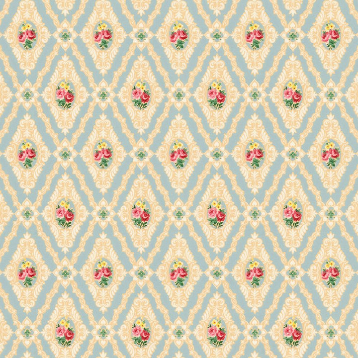 Dollhouse Wallpaper Blue Diamond Floral Victorian Bradbury & Bradbury 1:12 Scale - Miniature Crush