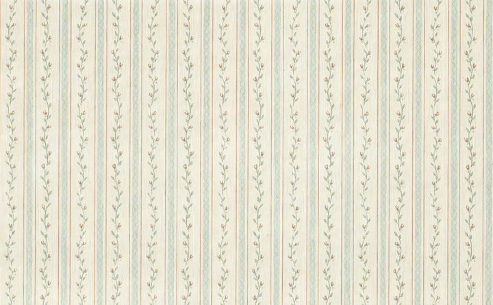 Dollhouse Wallpaper Blue Stripe Floral Vine 3 Sheets 1:12 Scale - MiniatureCrush