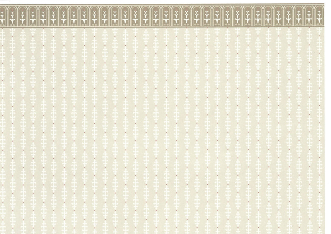 Dollhouse Wallpaper Brodnax "Billingsley" Arts & Crafts Neutral 1:12 Scale Miniature - Miniature Crush