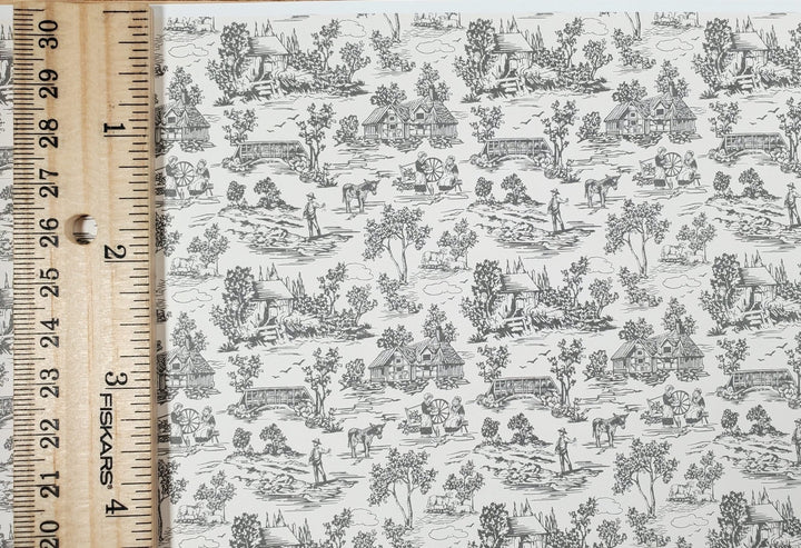 Dollhouse Wallpaper Brodnax "Campagne Toile Gray" 1:12 Scale Miniature - Miniature Crush