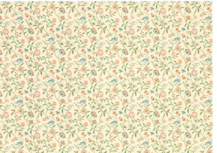 Dollhouse Wallpaper Brodnax "Papillon Peach" Floral 1:12 Scale French Country - Miniature Crush
