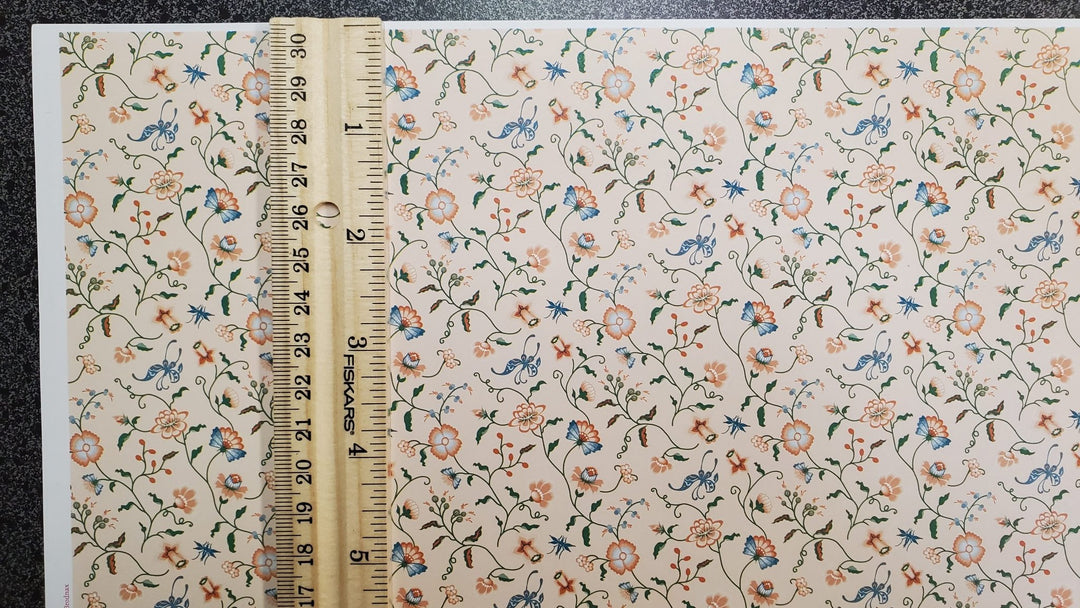 Dollhouse Wallpaper Brodnax "Papillon Peach" Floral 1:12 Scale French Country - Miniature Crush