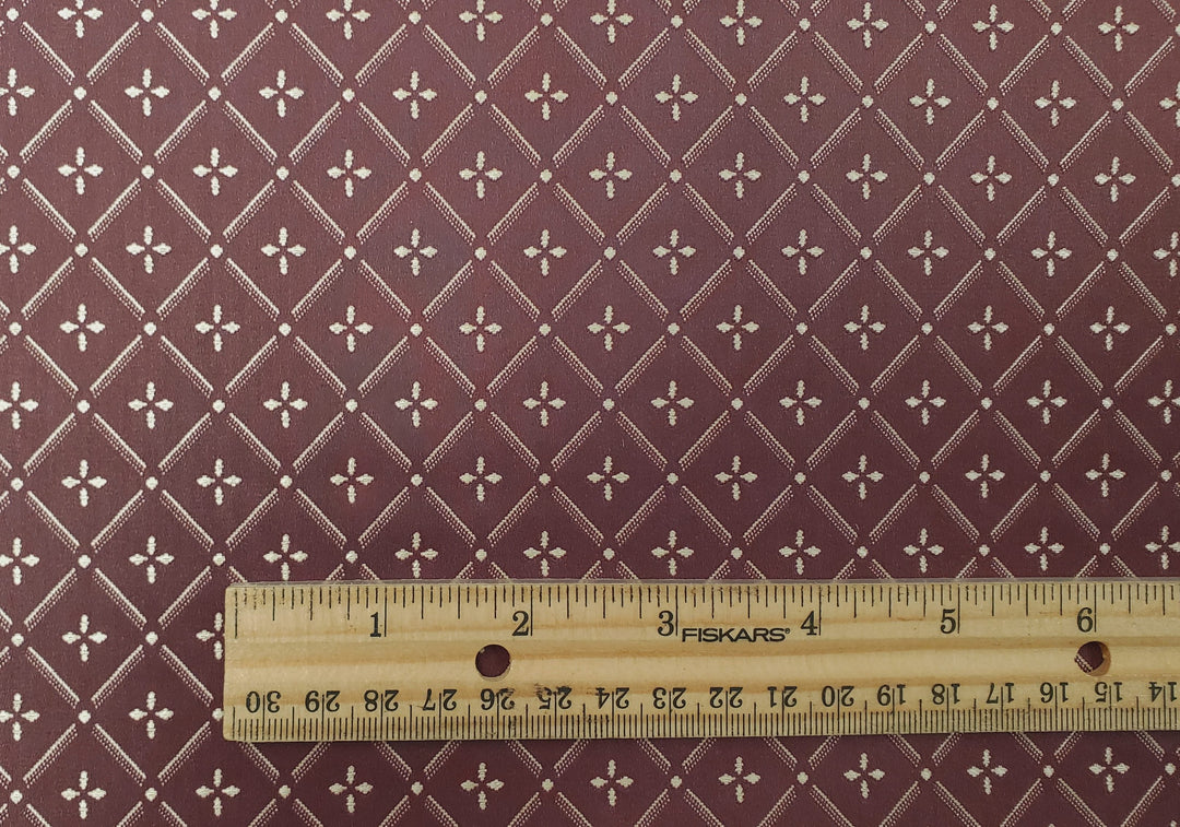 Dollhouse Wallpaper Burgundy Trellis 3 Sheets 1:12 Scale Miniature Heavy Paper - MiniatureCrush