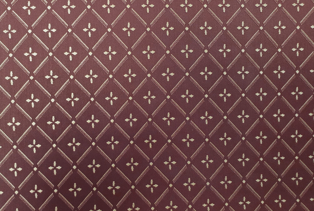 Dollhouse Wallpaper Burgundy Trellis 3 Sheets 1:12 Scale Miniature Heavy Paper - MiniatureCrush