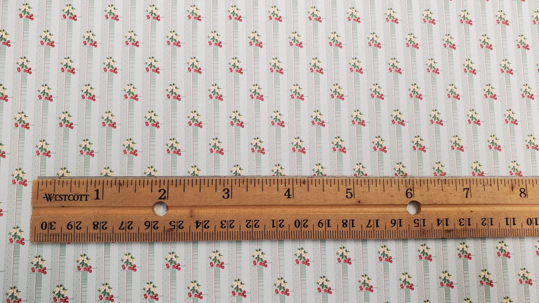 Dollhouse Wallpaper Cherries and Blossoms Bradbury & Bradbury 1:12 Scale - MiniatureCrush