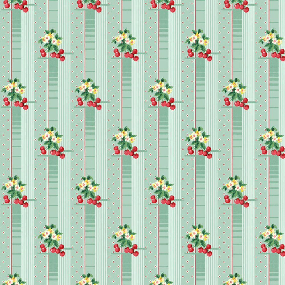 Dollhouse Wallpaper Cherries and Blossoms Bradbury & Bradbury 1:12 Scale - MiniatureCrush