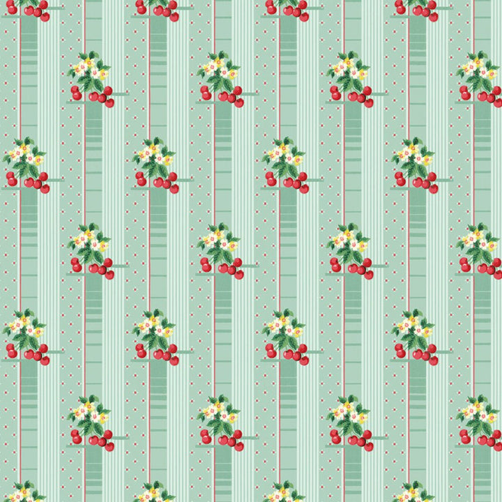 Dollhouse Wallpaper Cherries and Blossoms Bradbury & Bradbury 1:12 Scale - MiniatureCrush
