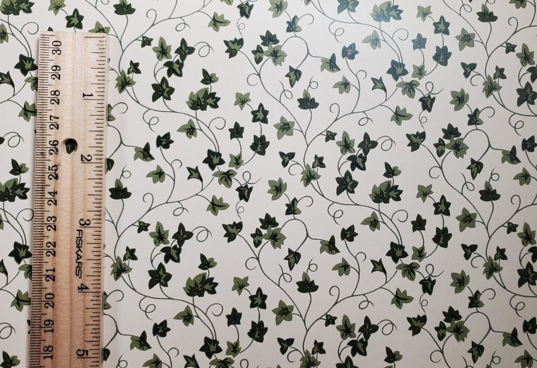 Dollhouse Wallpaper Climbing Ivy Beige 3 Sheets 1:12 Scale Miniature - MiniatureCrush