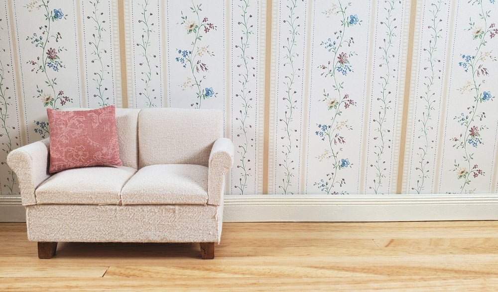 Dollhouse Wallpaper Cottage Beige Stripe 3 Sheets 1:12 Scale Miniature - MiniatureCrush