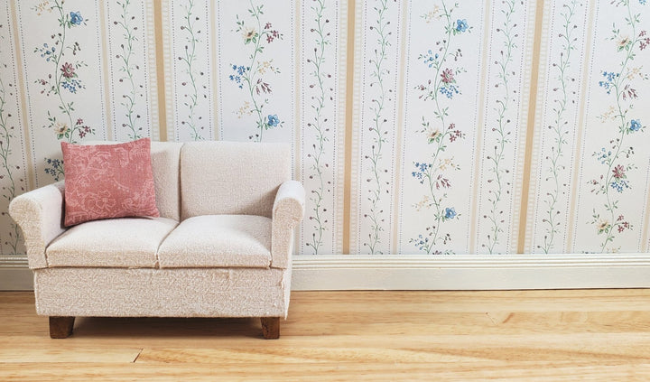 Dollhouse Wallpaper Cottage Beige Stripe 3 Sheets 1:12 Scale Miniature - MiniatureCrush