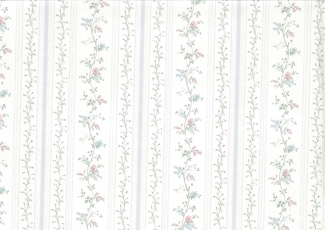 Dollhouse Wallpaper Cottage Blue Stripe 3 Sheets 1:12 Scale Miniature - MiniatureCrush