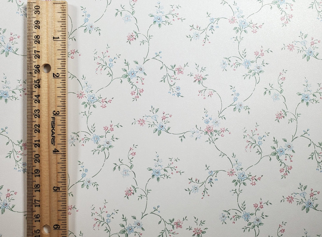 Dollhouse Wallpaper Cottage Garden Floral 3 Sheets 1:12 Scale Miniature - MiniatureCrush
