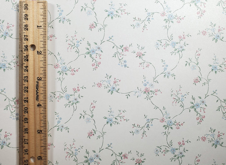 Dollhouse Wallpaper Cottage Garden Floral 3 Sheets 1:12 Scale Miniature - MiniatureCrush
