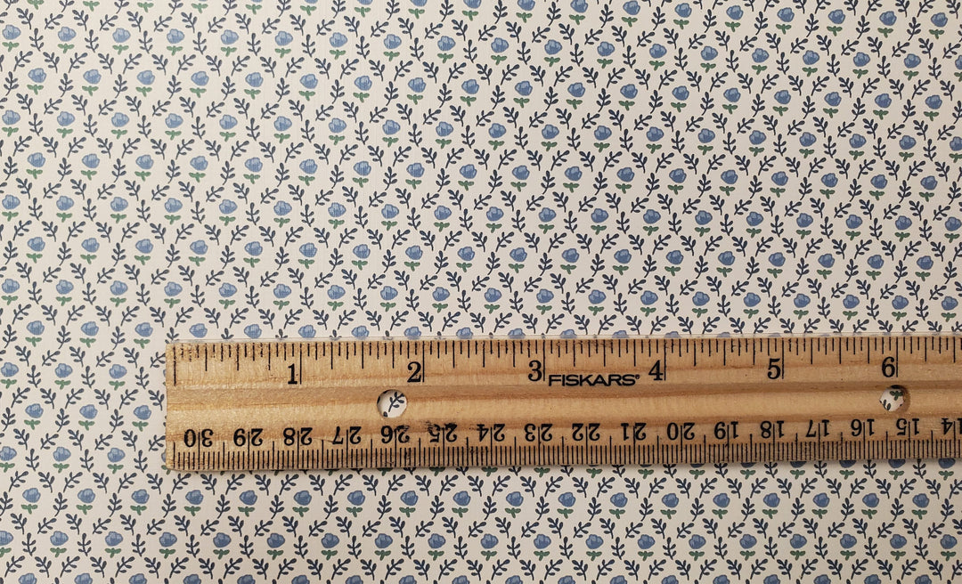 Dollhouse Wallpaper Country Blue Rose 3 sheets 1:12 Scale Miniature - MiniatureCrush
