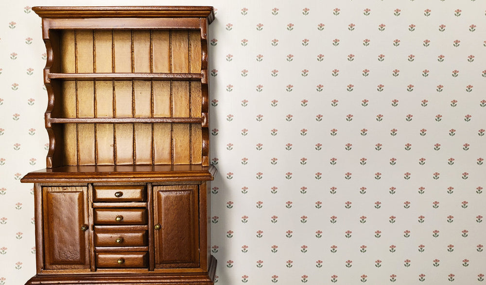 Dollhouse Wallpaper Country Stencil Flowers 3 sheets 1:12 Scale Miniature - MiniatureCrush