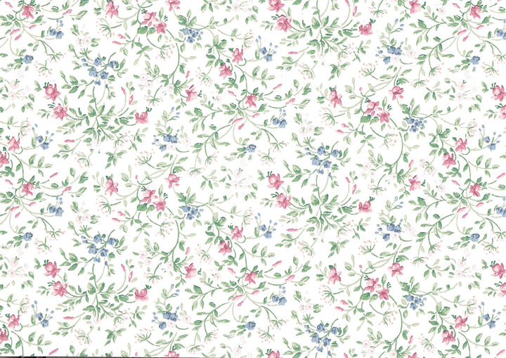 Dollhouse Wallpaper Crimson Violet Garden Spray 3 Sheets 1:12 Scale Miniature - MiniatureCrush