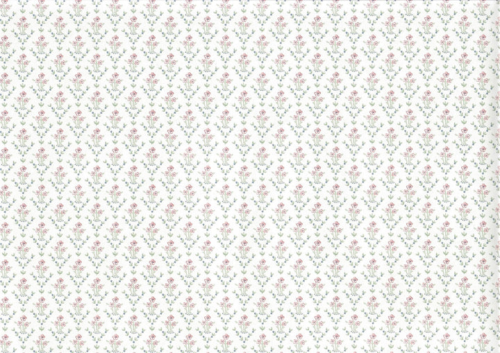 Dollhouse Wallpaper Dainty Daises 3 Sheets White Pink Green Blue - MiniatureCrush