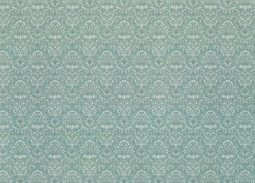 Dollhouse Wallpaper Damask Blue Gray Victorian 1:12 Scale Itsy Bitsy Miniatures - Miniature Crush