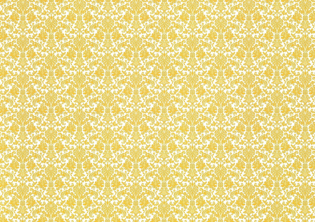 Dollhouse Wallpaper Damask Gold on White Victorian 1:12 Scale Itsy Bitsy Miniatures - Miniature Crush