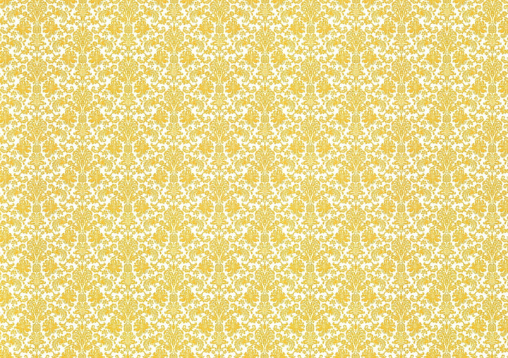 Dollhouse Wallpaper Damask Gold on White Victorian 1:12 Scale Itsy Bitsy Miniatures - Miniature Crush