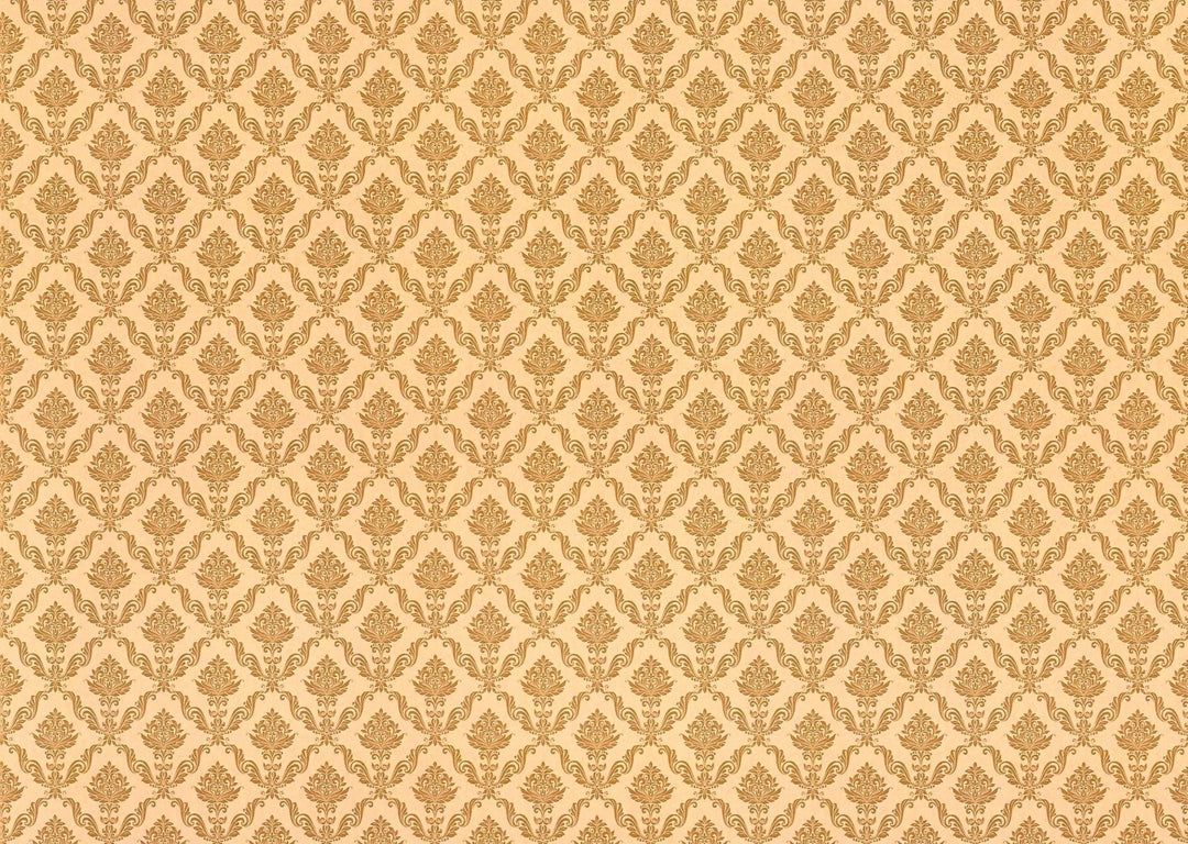 Dollhouse Wallpaper Damask Pecan and Light Brown 3 Sheets 1:12 Scale Miniature - Miniature Crush