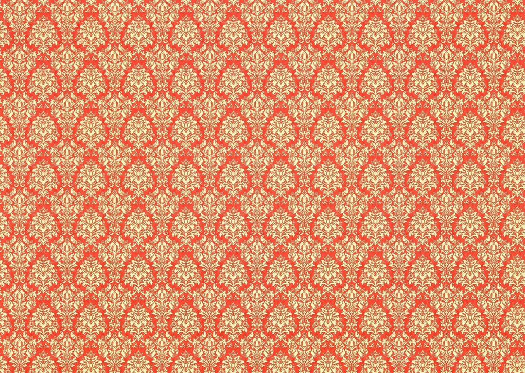 Dollhouse Wallpaper Damask Red/Coral & Cream Victorian 1:12 Scale Itsy Bitsy Miniatures - Miniature Crush