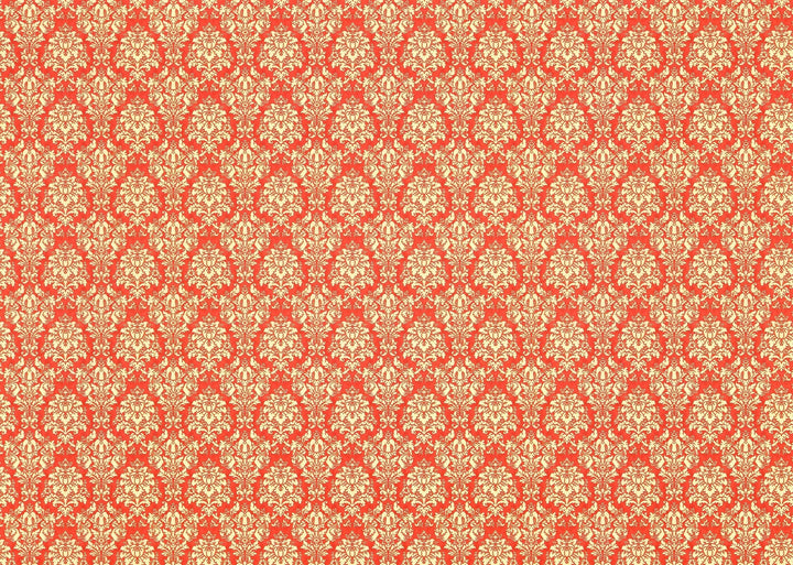 Dollhouse Wallpaper Damask Red/Coral & Cream Victorian 1:12 Scale Itsy Bitsy Miniatures - Miniature Crush