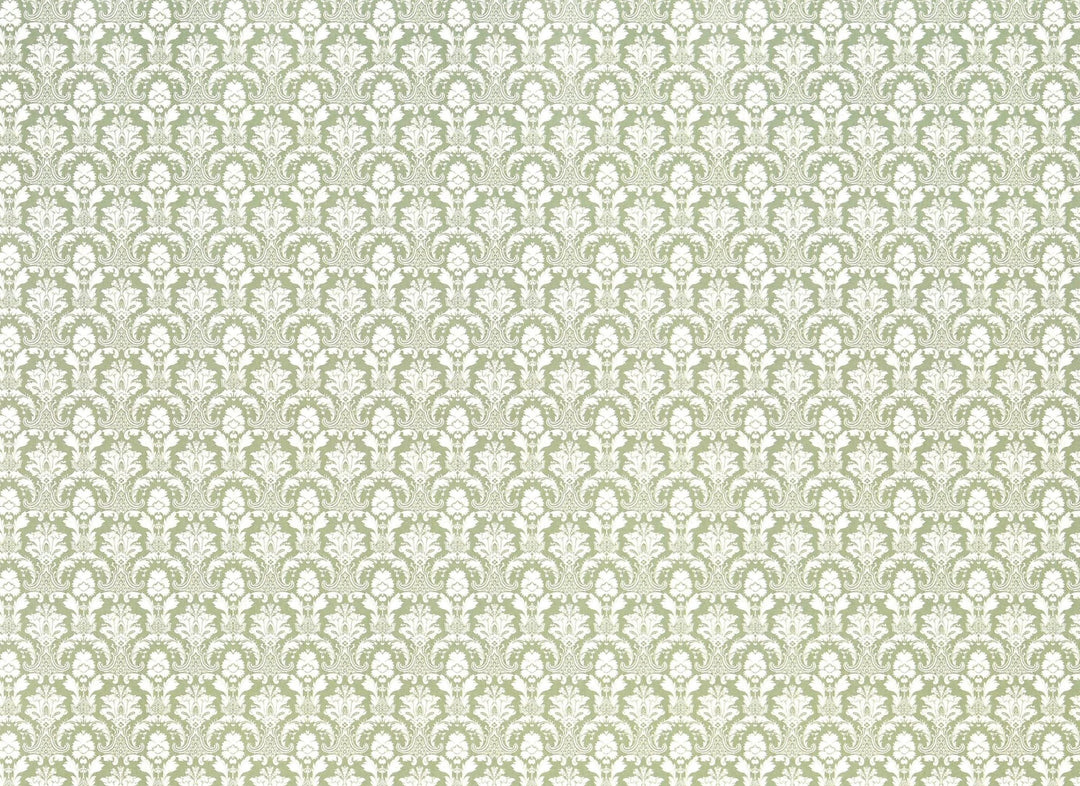 Dollhouse Wallpaper Damask Sage Green & White 1:12 Scale Itsy Bitsy 2794NB - Miniature Crush