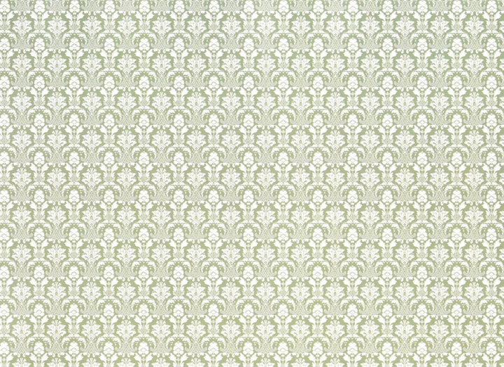 Dollhouse Wallpaper Damask Sage Green & White 1:12 Scale Itsy Bitsy 2794NB - Miniature Crush