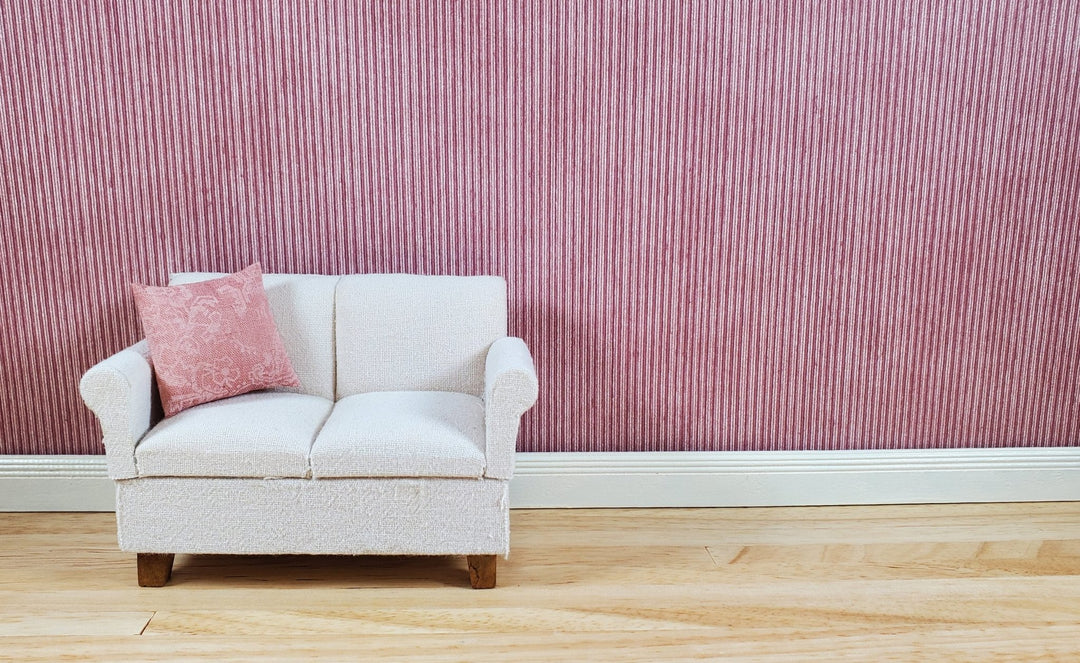 Dollhouse Wallpaper Deep Burgundy Stripe 3 Sheets 1:12 Scale Miniature - MiniatureCrush