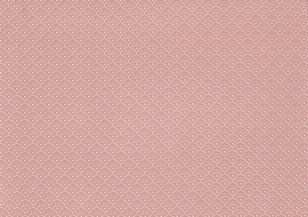 Dollhouse Wallpaper Dusty Rose Scalloped Fan 3 Sheets 1:12 Scale Miniature - MiniatureCrush