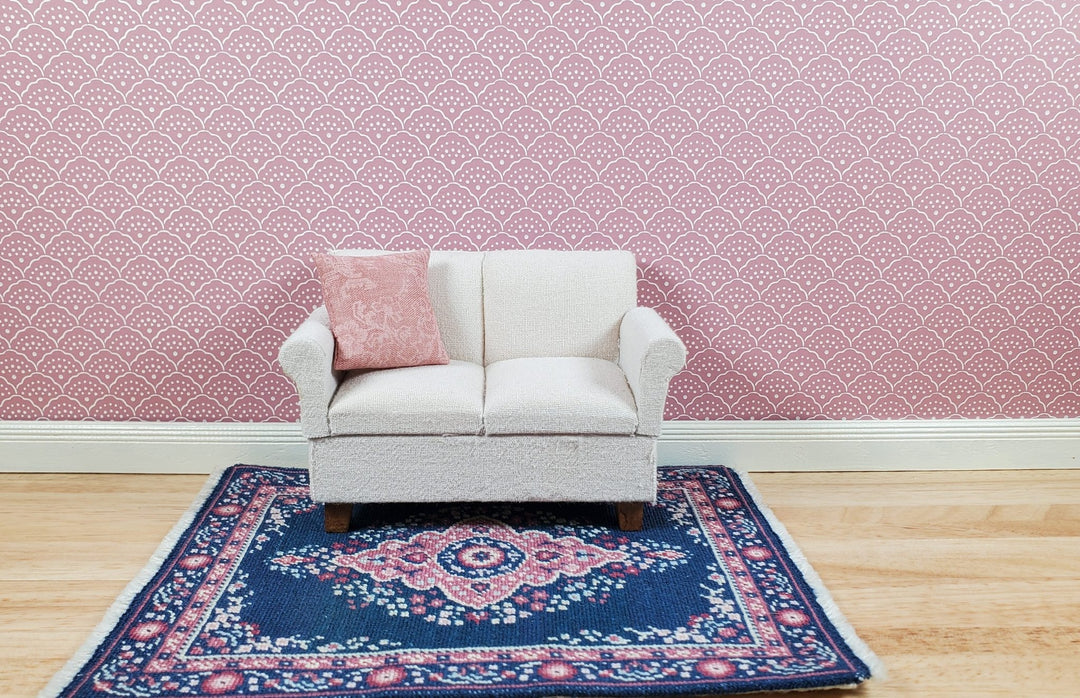 Dollhouse Wallpaper Dusty Rose Scalloped Fan 3 Sheets 1:12 Scale Miniature - MiniatureCrush