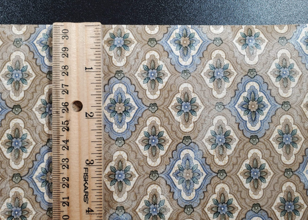 Dollhouse Wallpaper Floral Medallion Beige 3 Sheets 1:12 Scale Miniature - MiniatureCrush