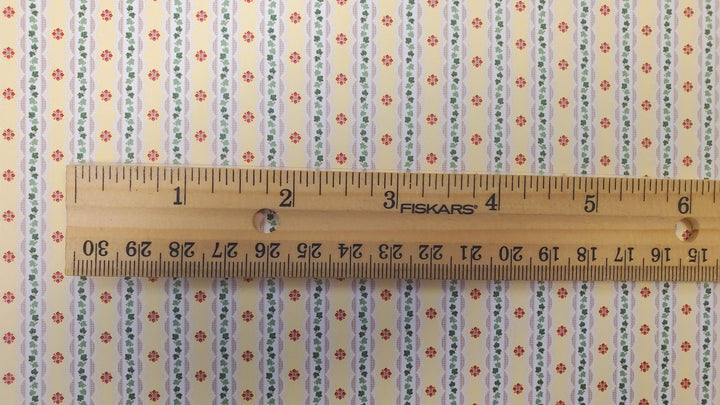 Dollhouse Wallpaper Ivy & Ribbons Pale Yellow Bradbury & Bradbury 1:12 Scale - MiniatureCrush