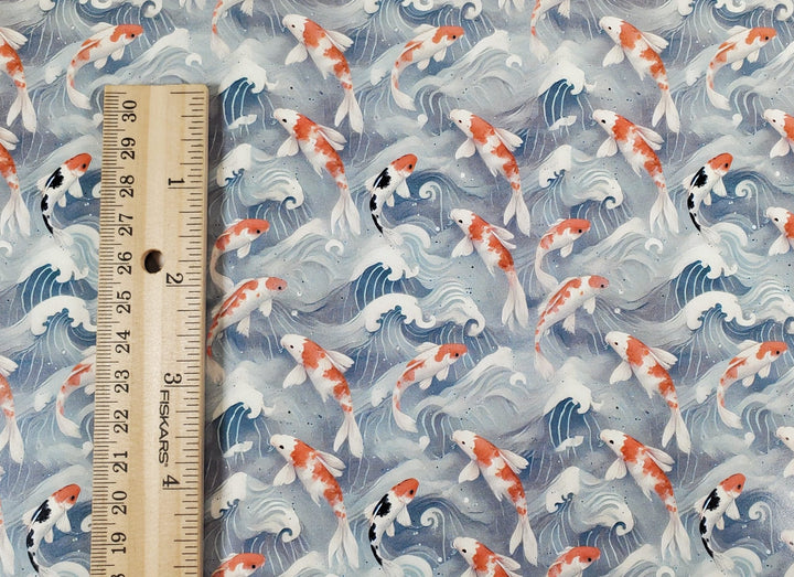 Dollhouse Wallpaper Koi in Water Blues Grays 1:12 Scale by MiniatureCrush - Miniature Crush