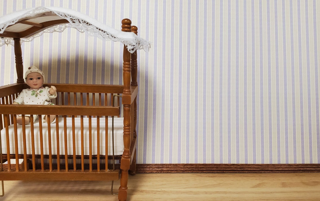 Dollhouse Wallpaper Lavender Purple Stripes 1:12 Scale Miniature by Itsy Bitsy - MiniatureCrush